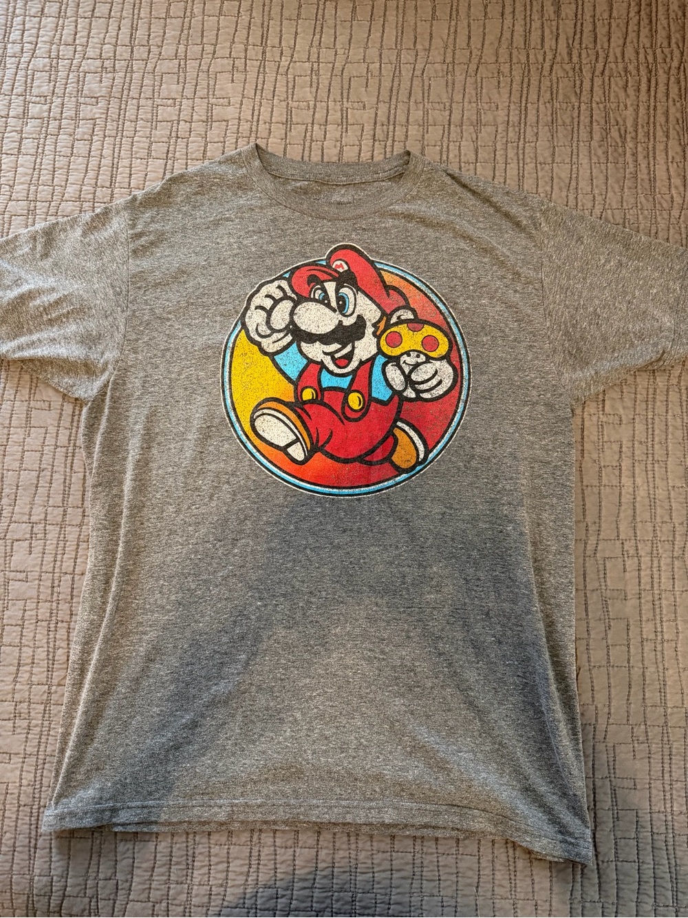 Nintendo Grey Short Sleeve Tee with Red Super Mario Graphic